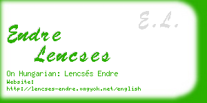 endre lencses business card